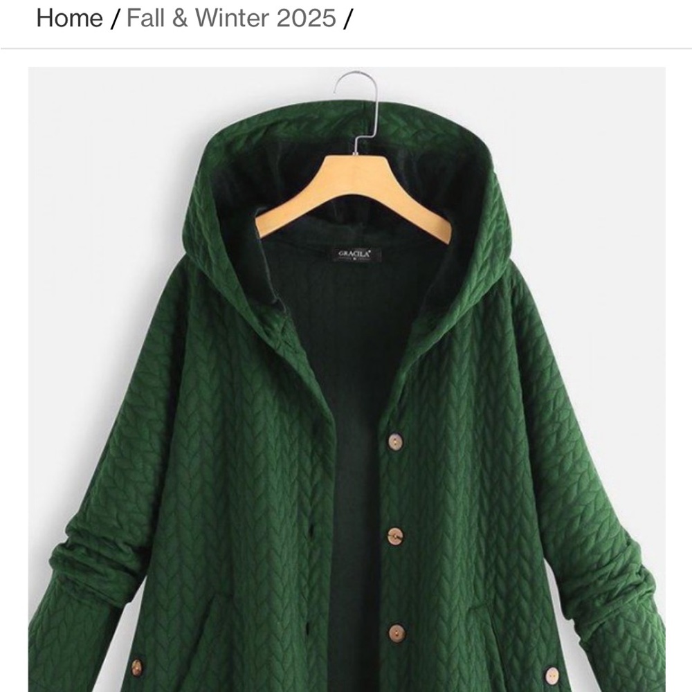 Grace Karin Forest Green Quilted Coat